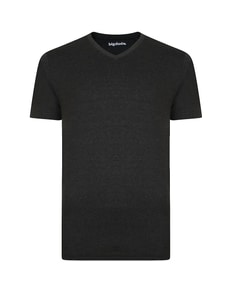 Bigdude Plain V-Neck T-Shirt Charcoal Marl